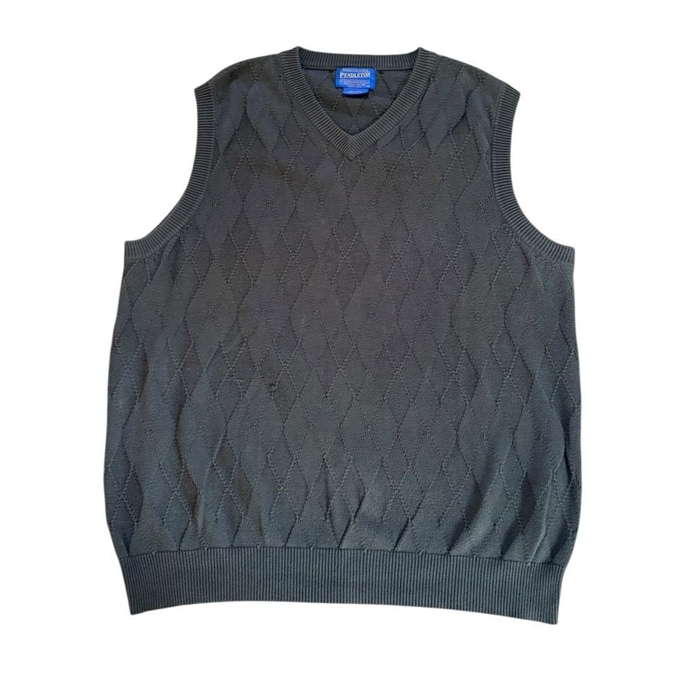 Pendleton Wollen Mills Cotton Sweater Vest Mens Size Large Gray